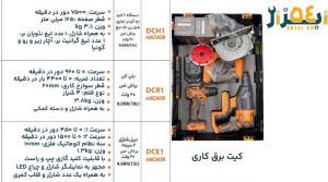کیت برق کاری شارژی آنکور مدل DCH1-DCR1-DCE1 ظرفیت ۲۰ ولت
